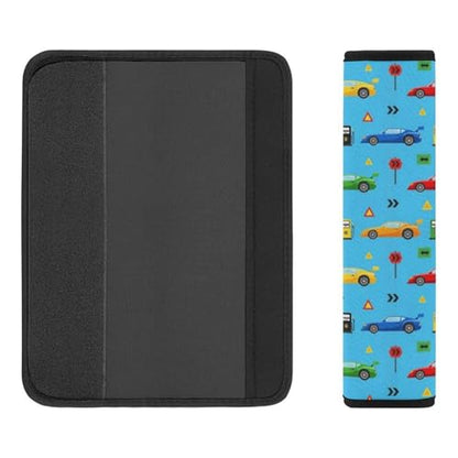 2PCS Breathable Seat Belt Cover for Adults and Children, Most Cars, Cartoon Cars Shoulder Harness Cover, Shock Absorption - color: Pattern 403