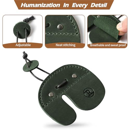 Ringsun Leather Archery Finger Tabs,Handmade Archery Finger Guard for Shooting Practice Gear, Recurve Bow Fingers Tab - color: Green