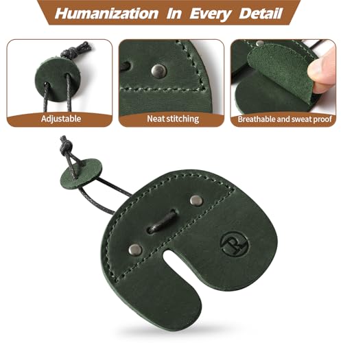 Ringsun Leather Archery Finger Tabs,Handmade Archery Finger Guard for Shooting Practice Gear, Recurve Bow Fingers Tab - color: Green