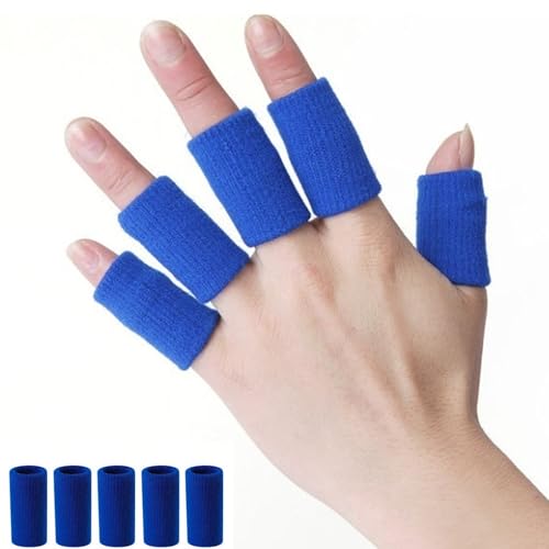 Finger Sleeves, Thumb Splint Brace for Finger Support, Breathable Elastic tape, Compression Pression Protector for Pain Relief (5, blue) - color: Blue