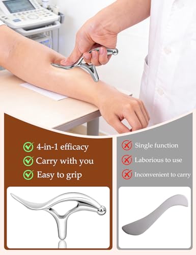 ideayard Stainless Steel Massage Tool for Trigger Point & Deep Tissue, Professional Gua Sha Scraper, Muscle Scraper for Neck, Back, Full Body Pain Relief, Thumb Saver Acupressure Tool