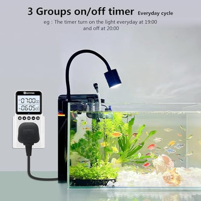 KETOTEK KTTS02 Repeat Cycle Timer Outlet Plug in Timer Switch Socket | Indoor Electrical Countdown Timers for Lights,Aquarium,Pets Home Appliances