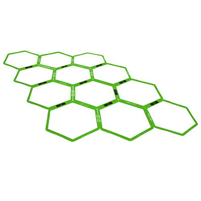 Yes4All Hex Agility Rings/Speed Rings with Carrying Bag – Hexagon Rings, Agility Hurdles for Agility Footwork Training - color: D. Neon Green - 12 Rings