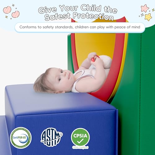 TOLEAD Tunnel/Ramps Foam Climber, Climb & Crawl Foam Activity Play Set for Toddlers and Kids, Safe Indoor Crawling Gym Equipment for,Infant,Baby Waterproof Easy to Clean - color: Tunnel/Ramp