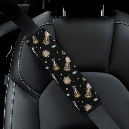 2 Pack Boston Terrier Dog Galaxy Funny Bulldog Car Seat Belt Pad Universal Soft and Comfortable Harness Pads Strap for Adult Use, Most Cars, Easy Install (No Tool) - color: Pattern 841