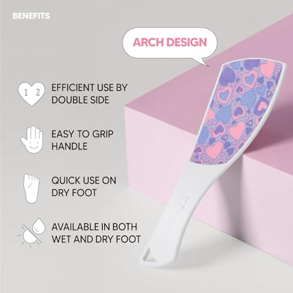 S-Line Emery Foot File, Colossal Double-Sided Pedicure Tool, Effective for Cracked Heel, Ergonomic Design for Easy Grip (Purple Heart) - color: Purple Heart