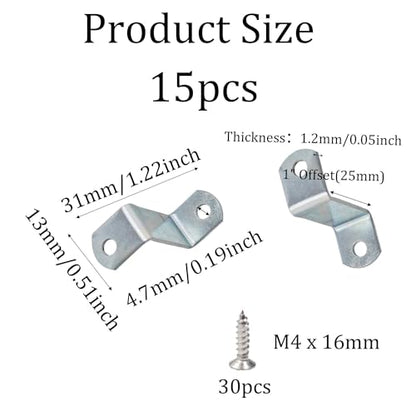15PCS 1" Canvas Clips for Picture Framing, Offset Mounting Hardware with Screws for Art and Mirror Installation - size: 1 Inch