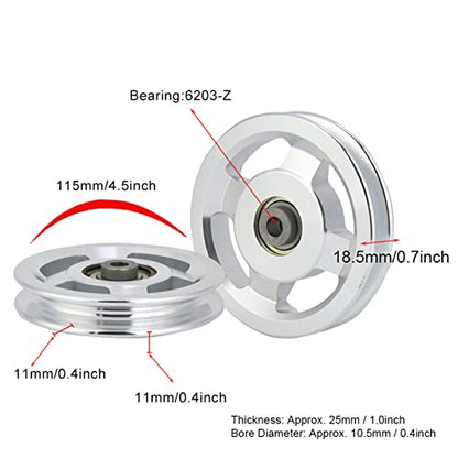 Bearing Pulley Wheel, Aluminium Alloy Fitness Pulley Home Gym Attachments Part Exercise Strength Training Accessory Exercise Machine Attachments for Gym - size: 115mm diameter