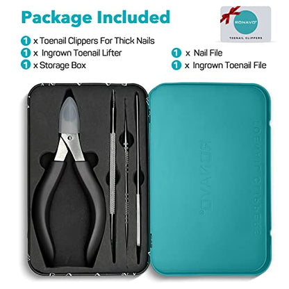 Toenail Clippers for Thick Nails for Seniors - Heavy Duty Toe Nail Clippers Kit with Long Handle for Men & Elderly with Inflexible Joints, Professional Nail Clippers Kit for Thickened Toenails (Black) - style: Creating Exquisite Nails - Black