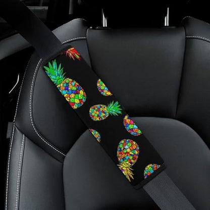 2 Pack Soft Padded Seat Belt Cover for Girls and Boys, All Vehicles, Tropical Pineapple Harness Pads Strap, Anti-Slip Pad - color: Pattern 797