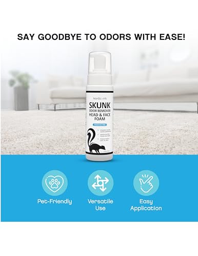 Skunk Odor Remover Head & Face Foam – Easily Eliminate Skunk Odor from Pets, Carpets, Clothing, Ready-to-Use for Dogs, Cats, Home, Carpet, Car, Clothes - Fragrance Free Freshener