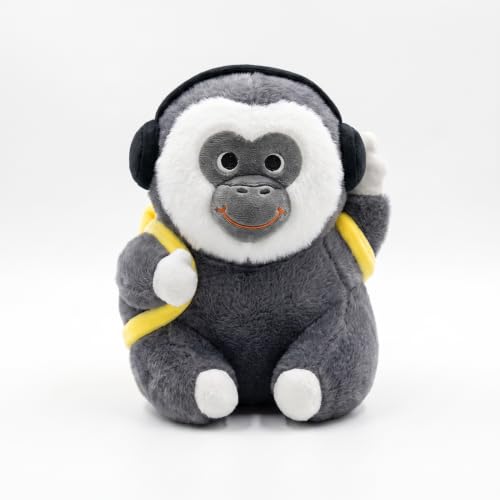 White-Faced Gibbon Plush Chalk Bag, Drawstring Magnesia Storage Pouch with Adjustable Waist Strap, Cute Ape Animal Shape Gym Chalk Holder for Rock Climbing, Bouldering, Weight Lifting, Gym Training