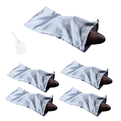 GONGKANGYUAN 4 Pack Shoe Bags for Travel Satin Fabric Shoe Bag with Drawstring for Men Women Travel Protecting Storing Shoes (Grey) - color: Grey