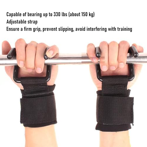 Keenso Lifting Hooks, 2PCS 330lbs Load Bearing Fitness Wrist Strap Hand Grip Support with Rubber Dipped Metal Hook for Deadlift Pull Up