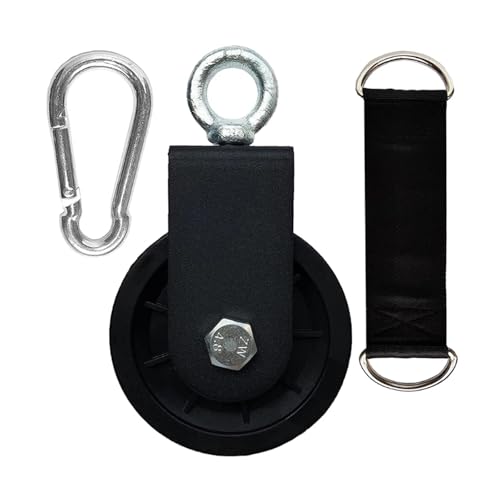 Silent Gym Cable Pulley with Hanging Straps and Carabiner 360 Rotation Smooth Silent Pulley DIY