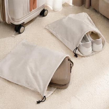 6 Pcs Shoe Bags for Travel Packing, Large Dustproof Shoe Covers With Drawstring for Handbags Sneaker, Washable Soft Flannel Storage Pouch for Traveling Suitcase Gym Closet Organizer