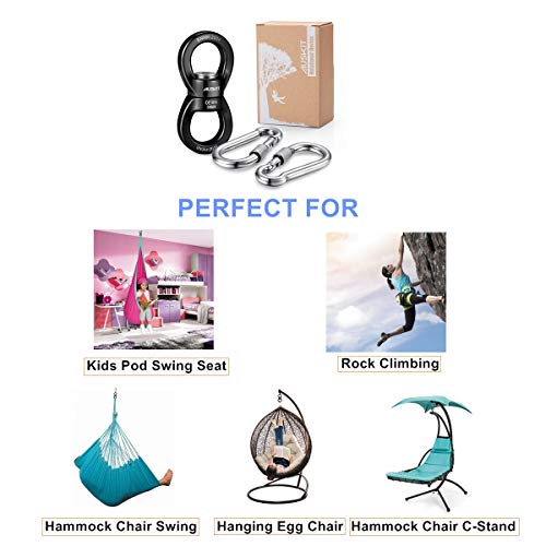 Black Swing Swivel, 35 KN Safest Rotational Device Hanging Accessory - color: Black, size: 35 KN