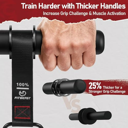 FitBeast Wrist Roller Forearm Strengthener with Weight Bag and Loading Pin | Forearm Exerciser with Thicker Handles, 14.7L Weight Bag, Loading Pin Fits 1" and 2" Plates for Grip and Wrist Training