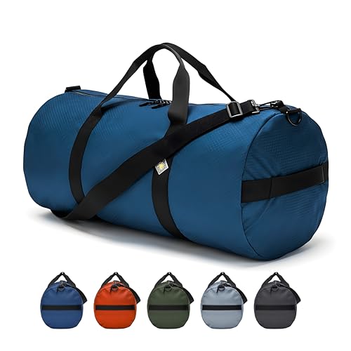 75L Hauler Heavy Duty Duffle Bag, Weatherproof Ripstop Gym Travel Gear Bag | Folds flat for storage. #10 double-slider zipper with splash cover. Wraparound handles rated for heavy loads. - color: Pacific Blue, size: 14" x 30" (75 Liters)