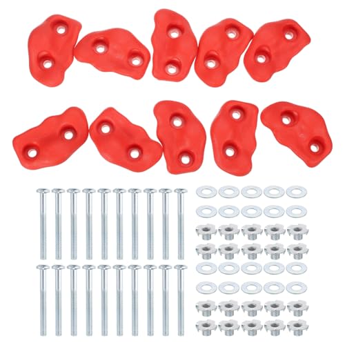 PATIKIL Climbing Rock Wall Grips Play Set Climber Attachments with Double Hole - color: Red, size: C-Small