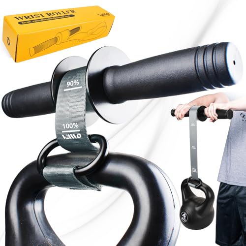 VAIIO Forearm Strengthener and Wrist Roller with Quick Locking Mechanism - Durable PVC Anti-Slip Grip Handles - Perfect for Men and Women - Ideal for Hand, Wrist, and Forearm Strength Training - color: Grey