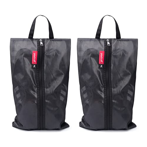 pack all Plus-Sized Shoe Bag for Travel, Water-Resistant Shoe Pouch | Odor-Resistant, Dustproof, Portable, Soccer Cleats & Gym Storage, Fits Up to Size 16, 2 Pack, Black - color: Plus-Black, style: 2 Pack