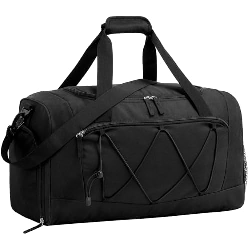 Vorspack 21 Inches Structured Gym Bag with Shoe Compartment, Black | Lightweight & Water-Resistant, 6 Pockets, 41L Capacity, for Gym Sports Travel Weekender Overnight - color: Black, size: 21 Inches