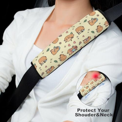 2 Piece Universal Fit Seat Belt Cover for Adult Use, Most Cars, Capybara Cute Seat Belt Covers Cushion, Shock Absorption - color: Pattern 402