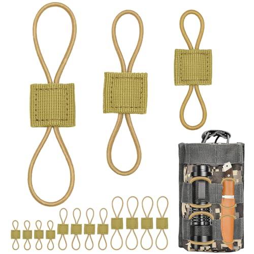 15PCS Tactical Bag Molle Attachment,3 Sizes Elastic Molle Webbing Binding Ribbons, Molle Backpack Attachments for Backpack and Outdoor Bag - color: Khaki