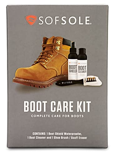 Sof Sole Shoe Care Kit with Cleaner, Shoe Shield Waterproofer and Scrub Brush for Sneakers and Boots - style: Boot Kit