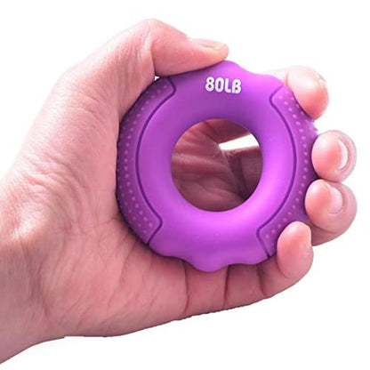 Silicone Finger Gripper Hand Resistance Band Gripping Ring Wrist Stretcher Finger Forearm Trainer Exercise Carpal Expander - color: 01-Purple-80LBS