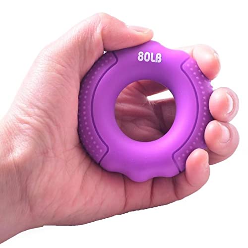 Silicone Finger Gripper Hand Resistance Band Gripping Ring Wrist Stretcher Finger Forearm Trainer Exercise Carpal Expander - color: 01-Purple-80LBS