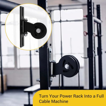 Soulchen Cable Pulley System for Squat Racks Power Rack Pulley Attachment Fits 1" or 5/8" with Extended Slot Design Heavy-Duty 180° Swivel Polea for Home Gym Workout Strength Training Fitness