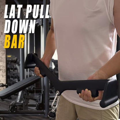 BLUSLM Lat Pull Down Bar T bar Row Attachment, V Bar Tricep Lat Pulldown Attachments, Back Strength Training Bar for Home Gym Exercise Cable Machine Attachments - color: Black 13
