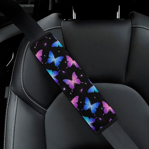 2PCS Soft Padded Car Seat Straps Shoulder Pads for Adult Use, Most Cars, Butterfly Blue Black Shoulder Protector, Shock Absorption - color: Pattern 882