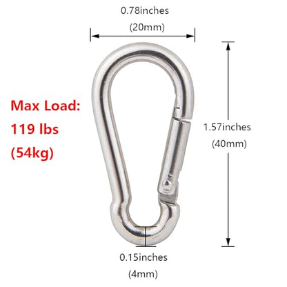 6Pcs 304 Stainless Steel M15 Single Pulley Block, Wire Rope Hanging Wire Towing Wheel, with 6Pcs Spring Snap Hook | 360° anti-twist swivel pulley. For lifting, towing & hanging wire rope on crane/outdoor. Has spring snap hooks for fast fit - size: M15-6pc