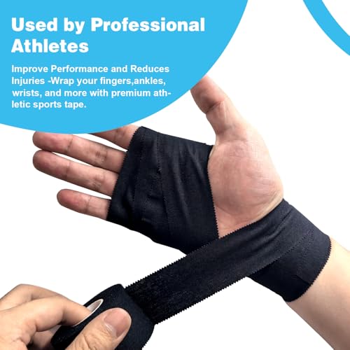 Athletic Tape Athletic & Medical Trainers & First Aid Tape for Injuries Wrist Ankle Finger Tape Easy to Tear & No Sticky Residue (White) (BK1.5in*10yd*2rolls) - size: BK1.5in*10yd*2rolls