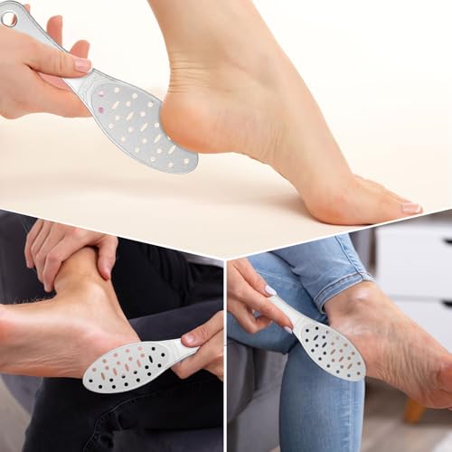 2 Pcs Stainless Steel Foot Scraper Metal Foot File Double Sided File Callus Remover Professional Feet Rasp Scrubber for Wet or Dry Skin Easy to Clean Pedicure Tool Heel (Fresh Style) - size: Fresh Style