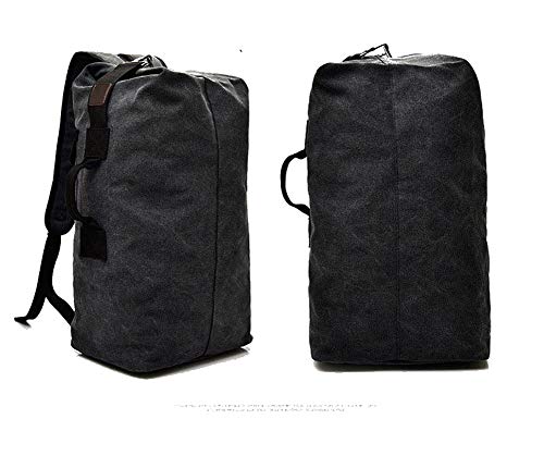 Large Capacity Travel Climbing Bag Tactical Military Duffel Bag Top Load Double Strap Canvas Backpack - color: Bk