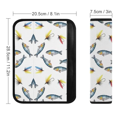 2PCS Watercolor Fishermen Lures Seat Belt Cover Breathable Automotive Seat Belt Protector for Adult Use, Most Cars, Pressure Relief - color: Pattern 1058