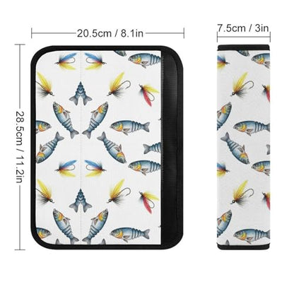 2PCS Watercolor Fishermen Lures Seat Belt Cover Breathable Automotive Seat Belt Protector for Adult Use, Most Cars, Pressure Relief - color: Pattern 1058
