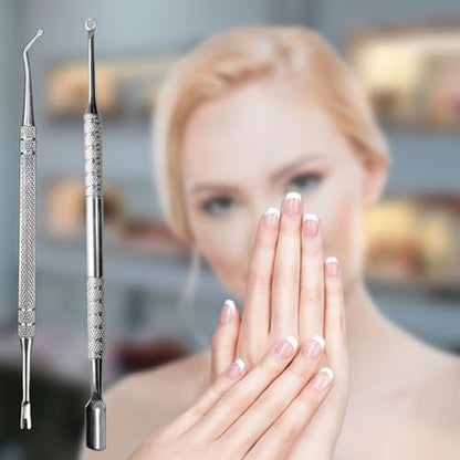 Premium Stainless Steel Manicure Tools 2-Piece Set, Upgrade Gel Nail Polish Remove Tool & Cuticle Pusher, Cuticle Trimmer & Nail Lifter, Durable&Hygienic, For Women - size: Ring Pusher