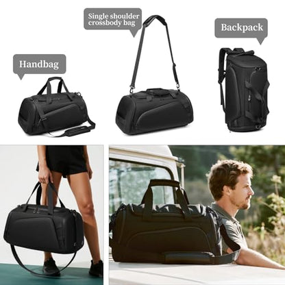 reeyee 40L Travel Duffle Bag for Men, Authentic Cordura Waterproof Gym Bag with Shoe Compartment & Wet Pocket, 3-in-1 Convertible Weekender Carry On Backpack for Sports, Hiking & Camping