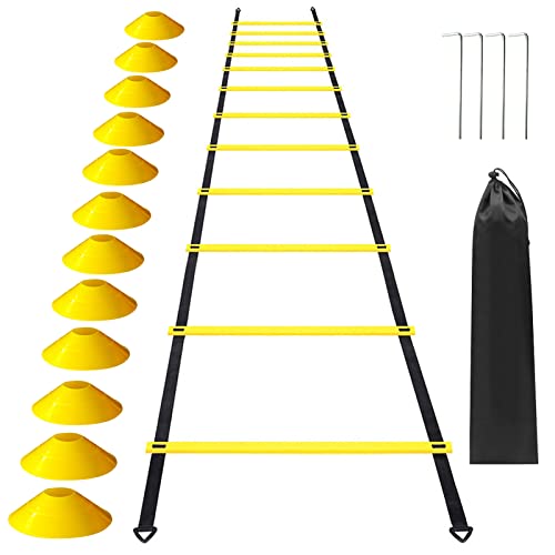 Aramox Football Speed Ladder, Rung Training Equipment with Marker Cones for Athletes and - Enhance Balance and Speed with Convenient Storage