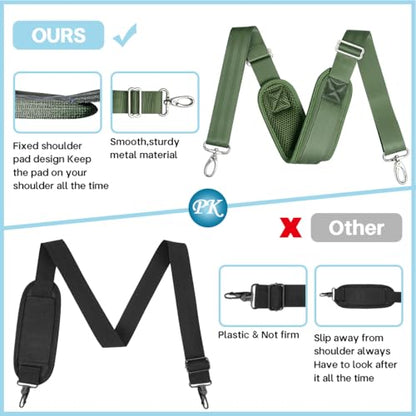 Shoulder Strap for Bag Universal Replacement 58"/67" Fixed Padded Adjustable Buckle Heavy Duty Shoulder Strap - color: Green, size: 58"