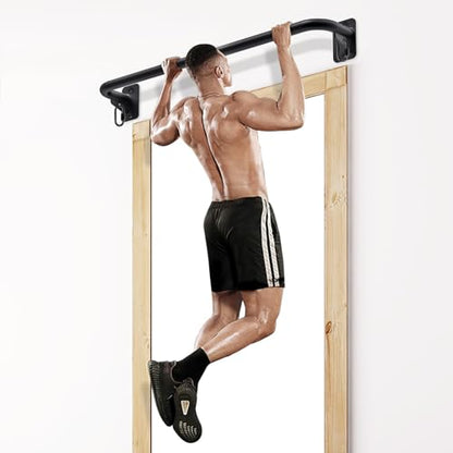 SELEWARE Heavy Duty Welded Pull Up Bar Wall/Joist/Ceiling Mount Chin Up Bar | Multifunctional Pull-up Bars w/Resistance Band Hooks for Home Gym Strength Training, Sturdy Steel Construction Support 500 lb - color: A1: Black 36" Wall Mount Pull Up Bar