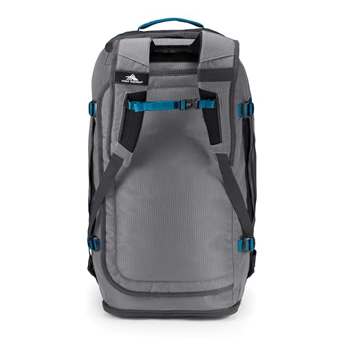 High Sierra Fairlead Convertible Duffel Bag, Lightweight and Durable Weekender Duffel, easily converts into backpack, 64L Capacity, Steel Gray/Mercury/Blue - color: Steel Grey/ Mercury, size: Convertible Backpack/Duffel