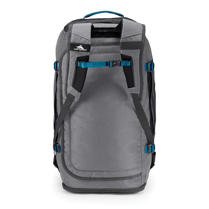 High Sierra Fairlead Convertible Duffel Bag, Lightweight and Durable Weekender Duffel, easily converts into backpack, 64L Capacity, Steel Gray/Mercury/Blue - color: Steel Grey/ Mercury, size: Convertible Backpack/Duffel
