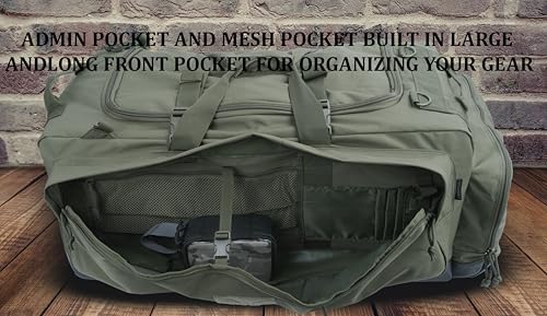 Large Duffle Bag Duffel Pack with Backpack Shoulder Straps and Shoes Compartment 105L for Sports Travel Hunting Camping. - color: Olive Green