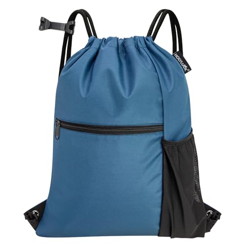 HOLYLUCK Men & Women Outdoor Sport Gym Sack Waterproof Drawstring Backpack Bag (Standard with drawstring, Cyan Blue) - color: Cyan Blue, style: Standard With Drawstring